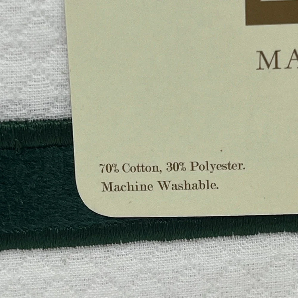 Ridgefield Home Matelasse Rich Green Velvet Border Fabric Shower Curtain Luxury